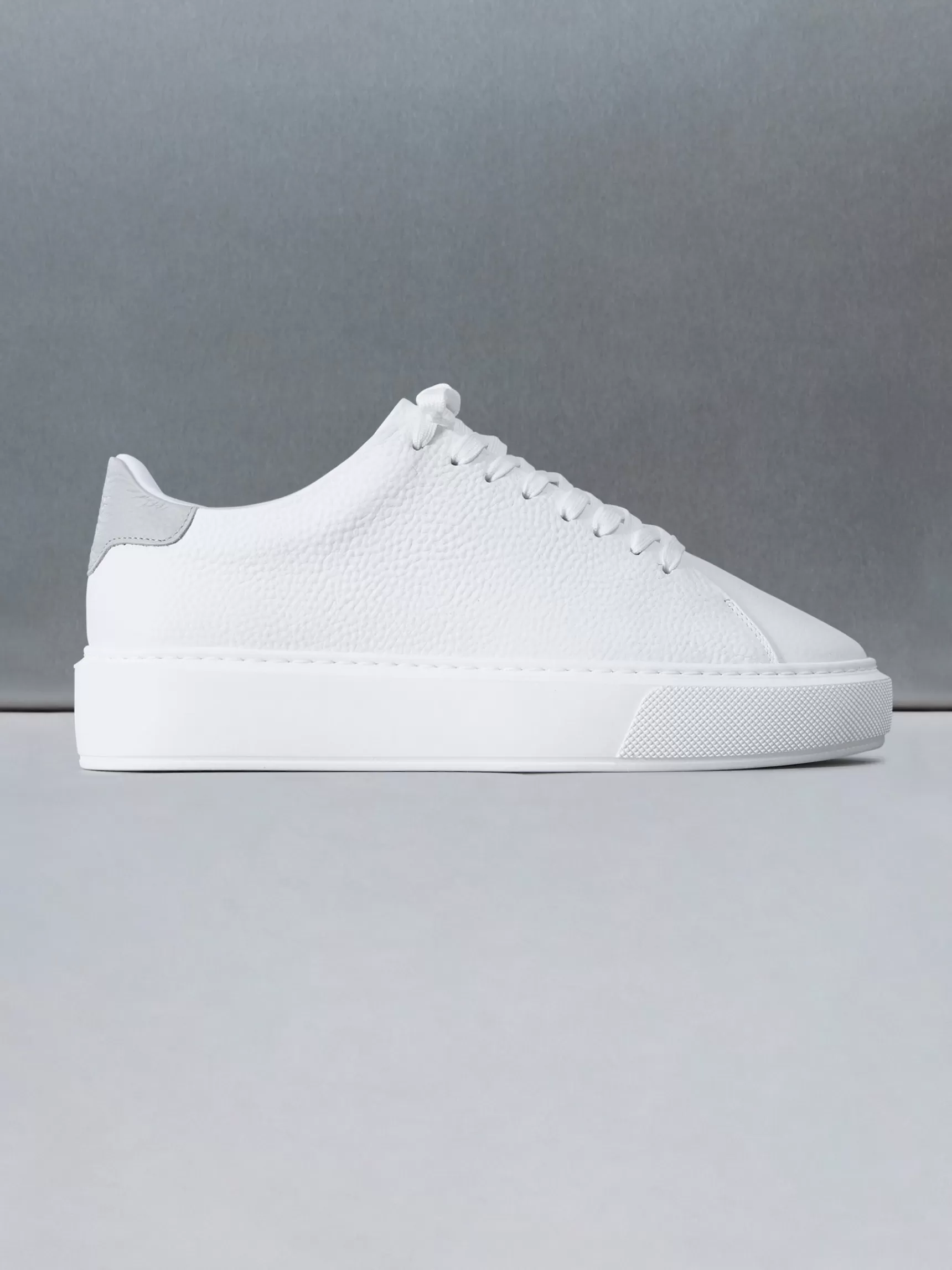 Discount ARNE Basic Essential Leather Trainer - White Grey WhiteGrey