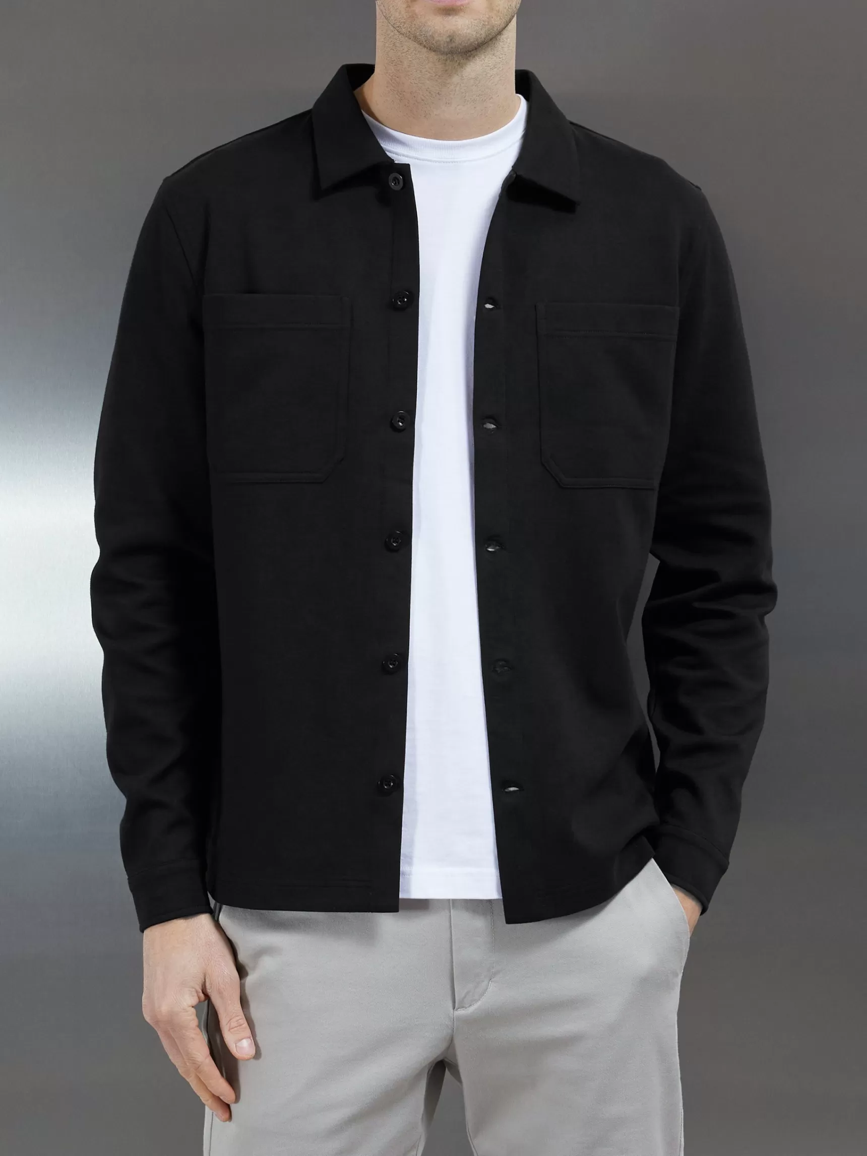 Best ARNE Cotton Jersey Overshirt - Black