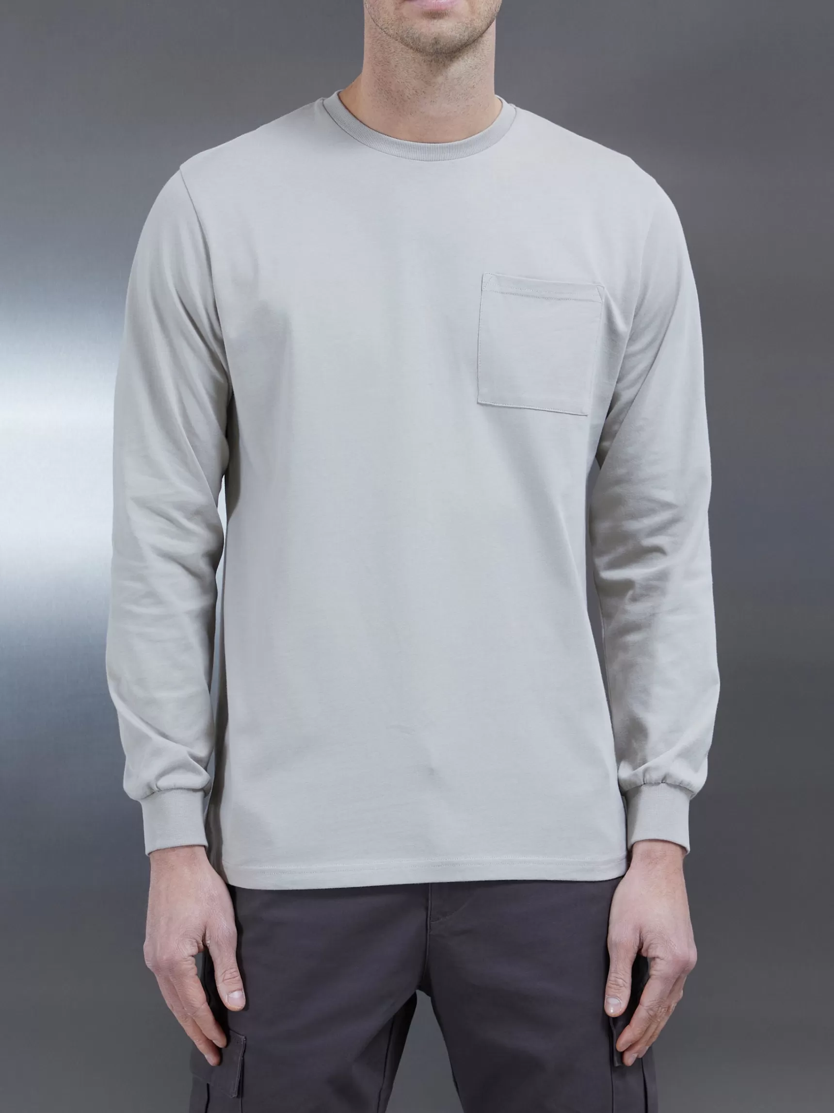 Best Sale ARNE Cotton Pocket Long Sleeve T-Shirt - Stone