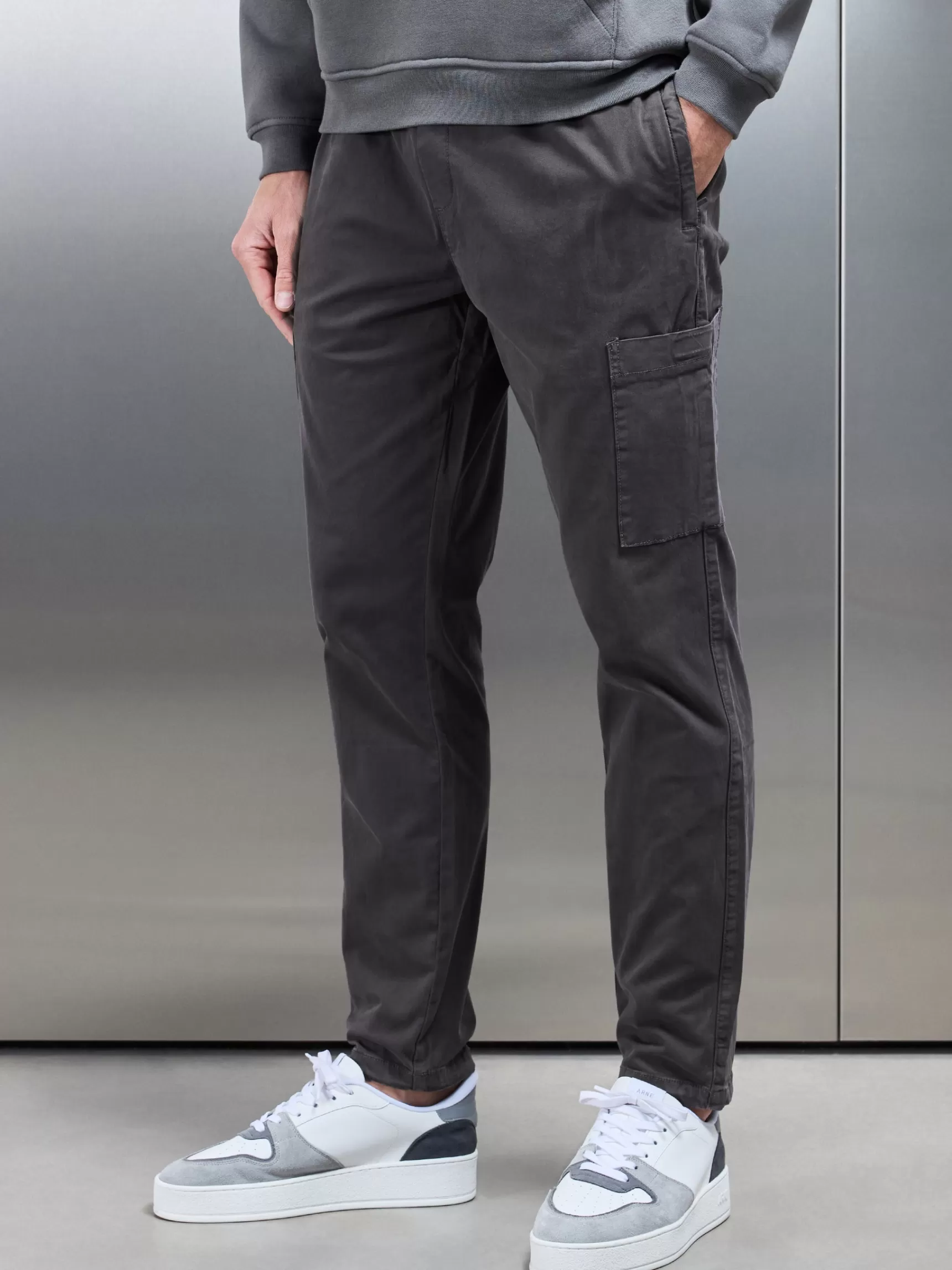 Outlet ARNE Garment Dye Cotton Cargo Pant - Grey