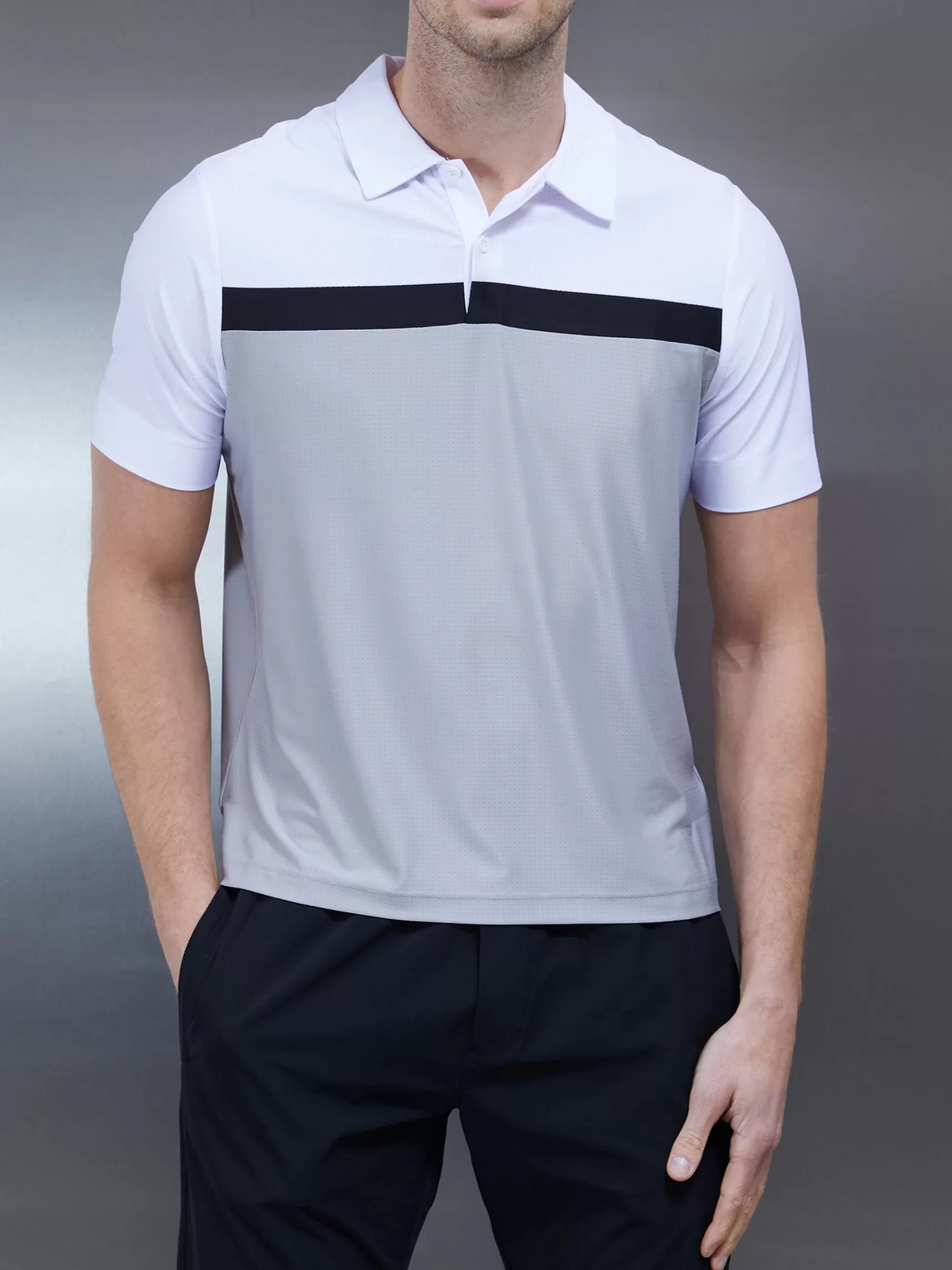 Fashion ARNE Golf Colour Block Polo Shirt - White