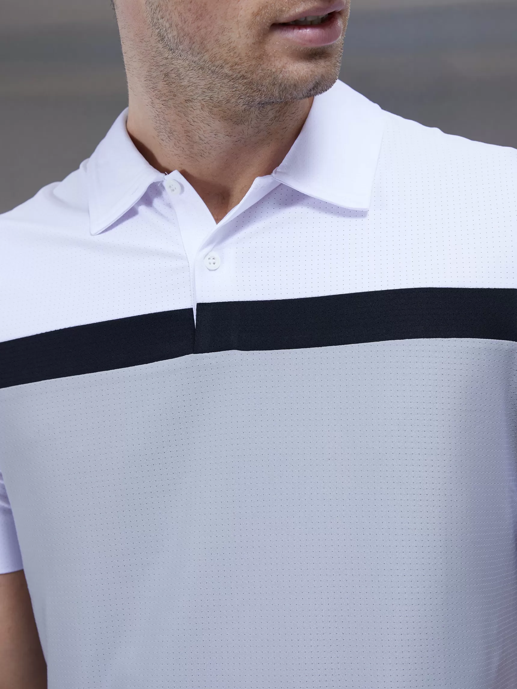 Fashion ARNE Golf Colour Block Polo Shirt - White