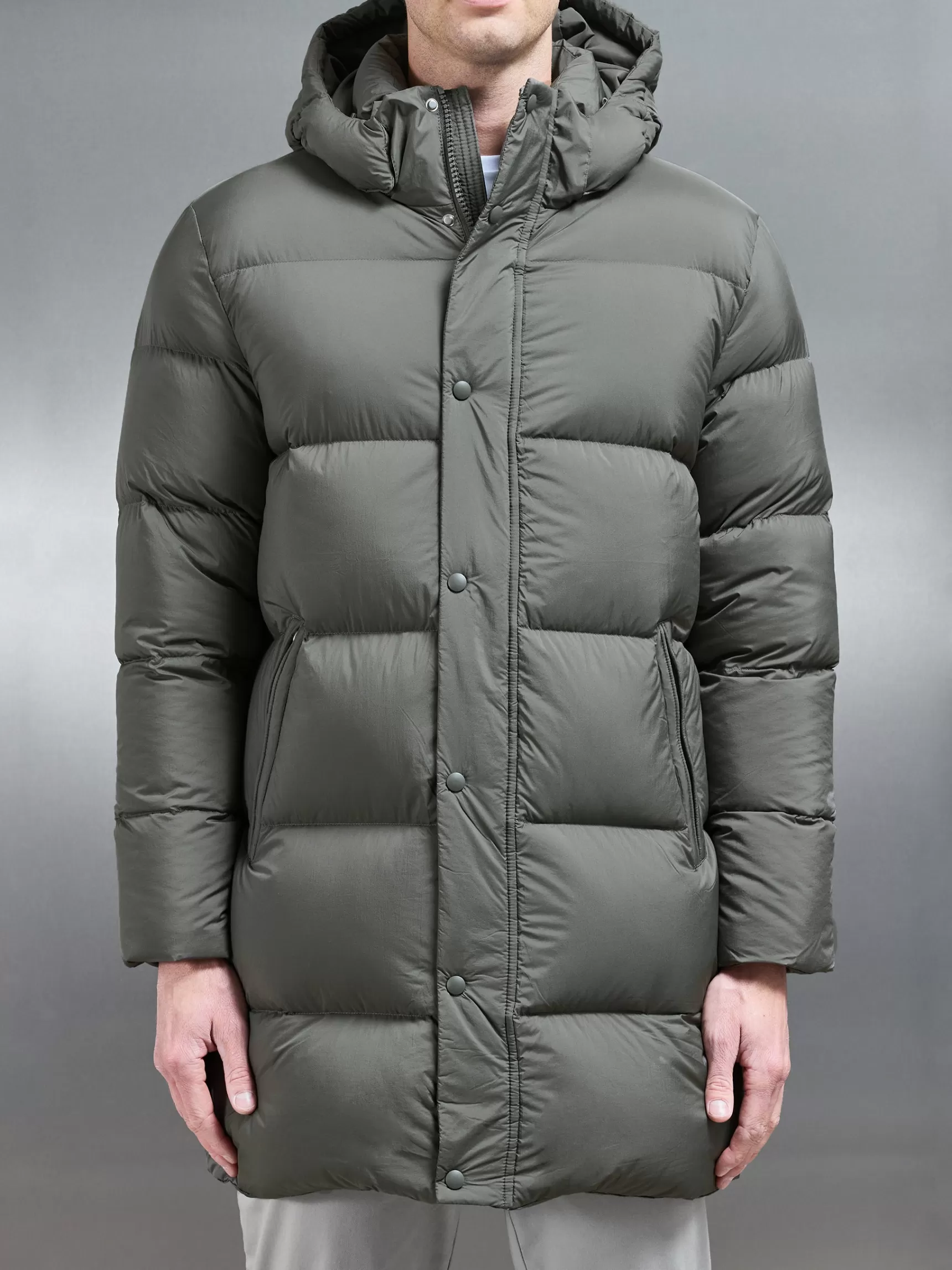 Best ARNE Goose Down Mid Length Jacket - Olive