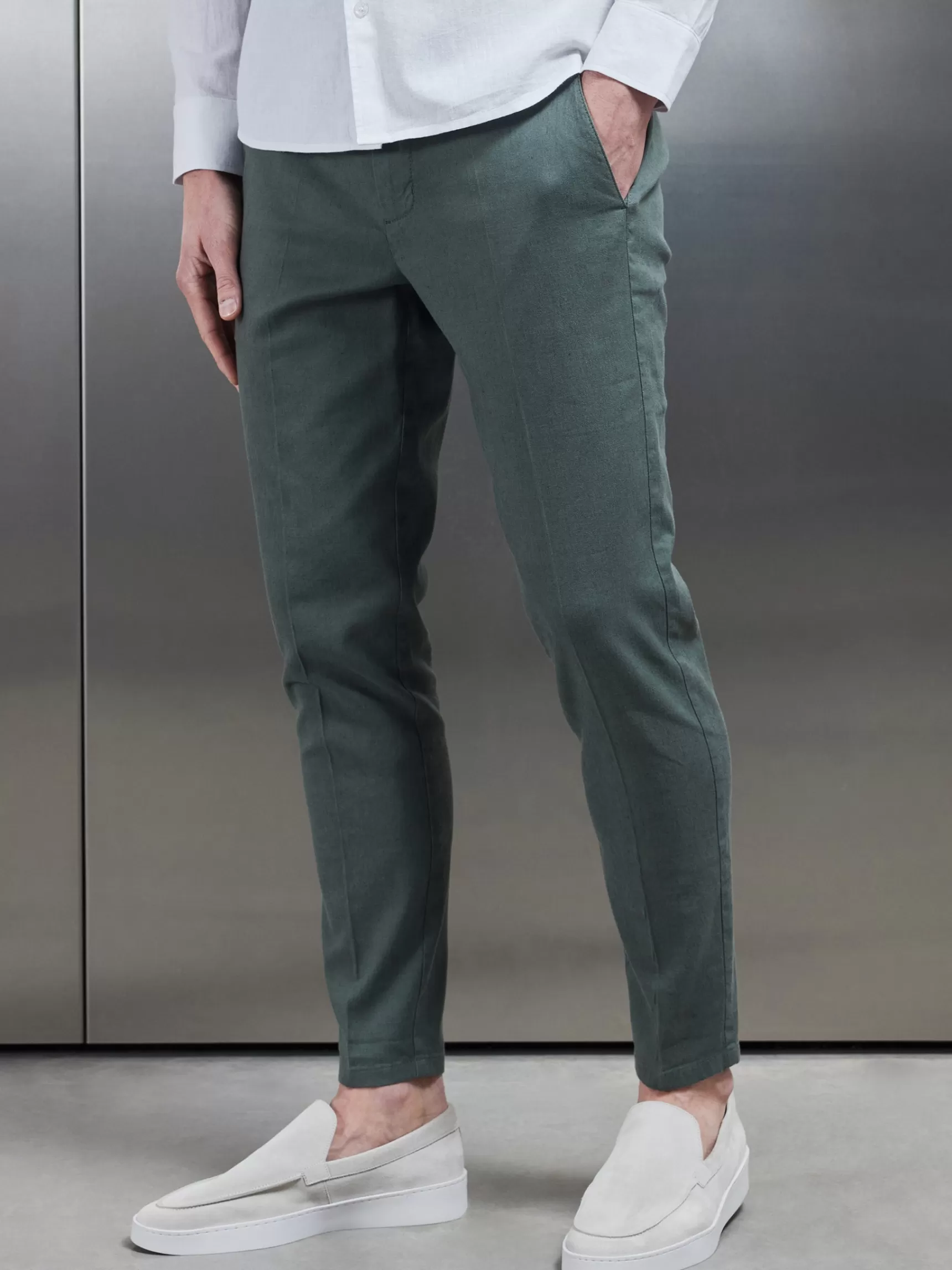 Outlet ARNE Linen Tailored Trouser - Sage