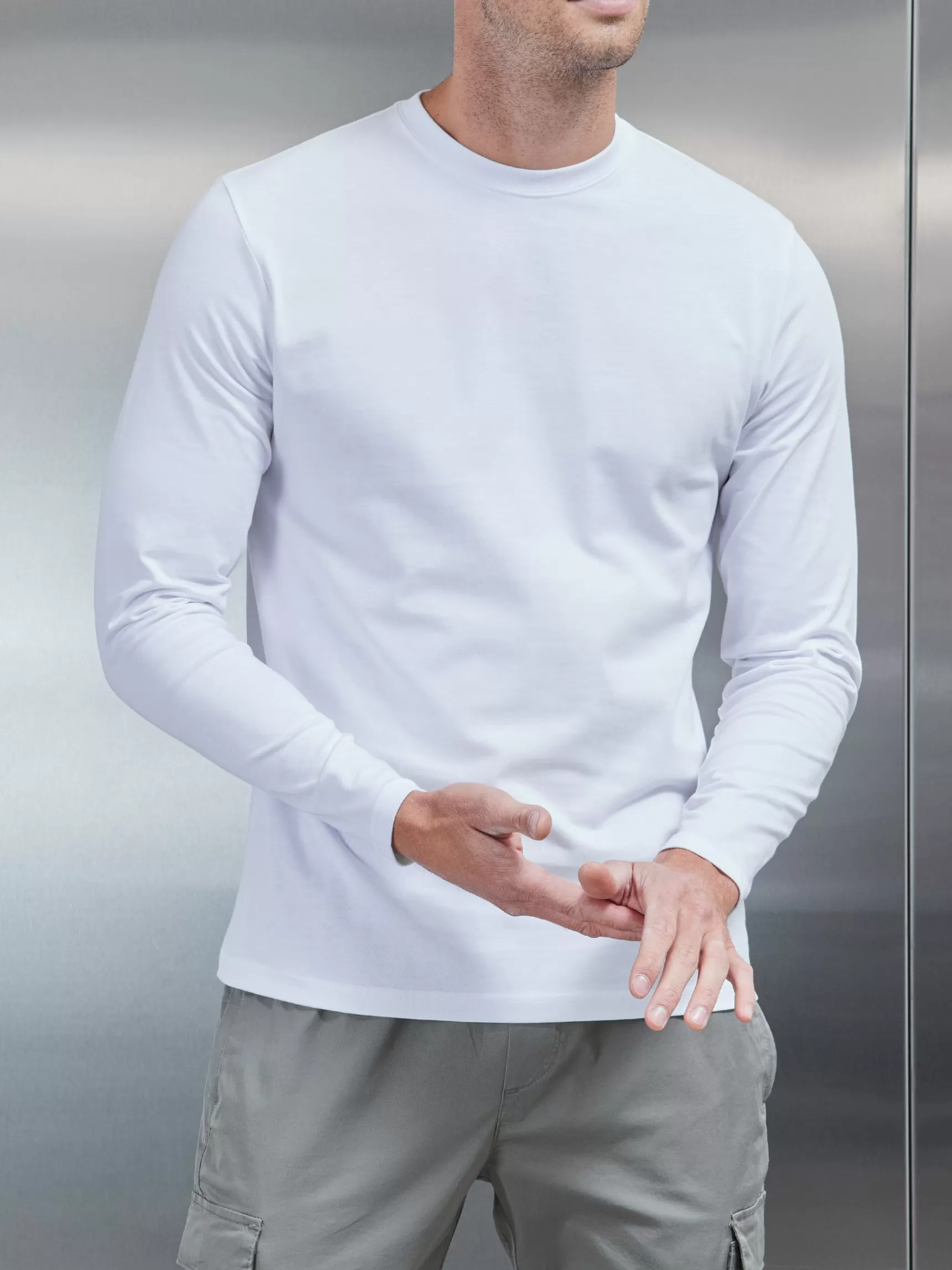 New ARNE Long Sleeve Slim Fit T-Shirt - White