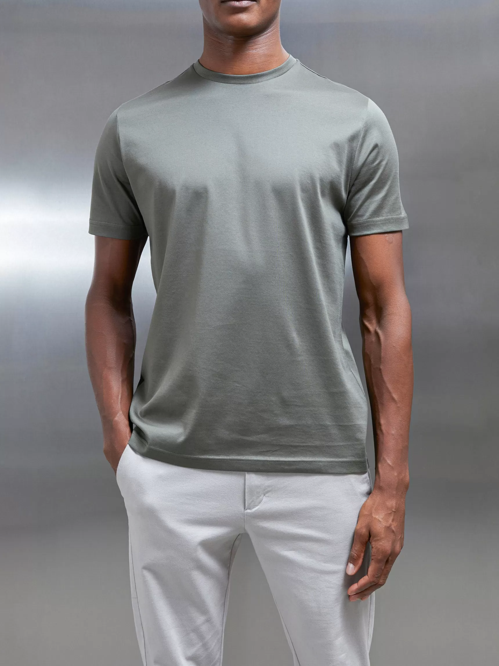 Clearance ARNE Mercerised Cotton T-shirt - Sage