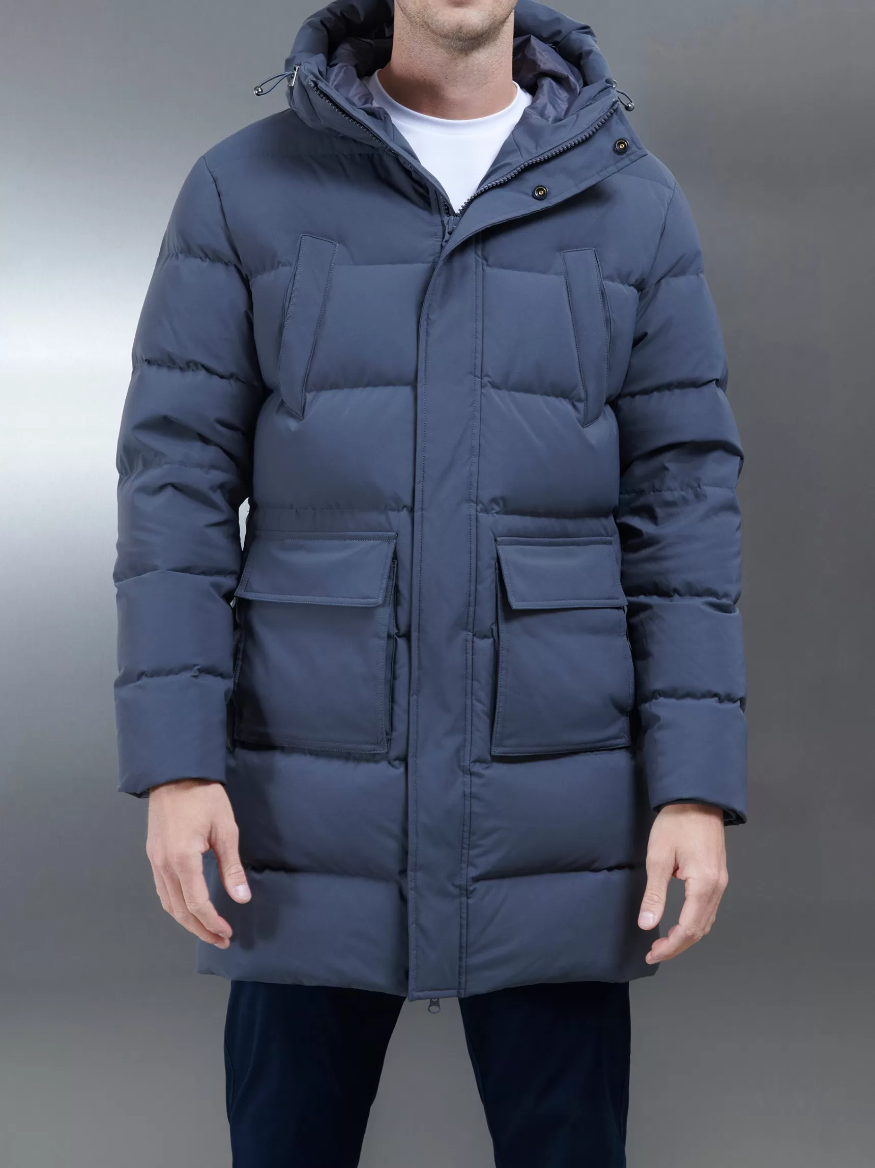 Hot ARNE Mid Length Parka - Charcoal