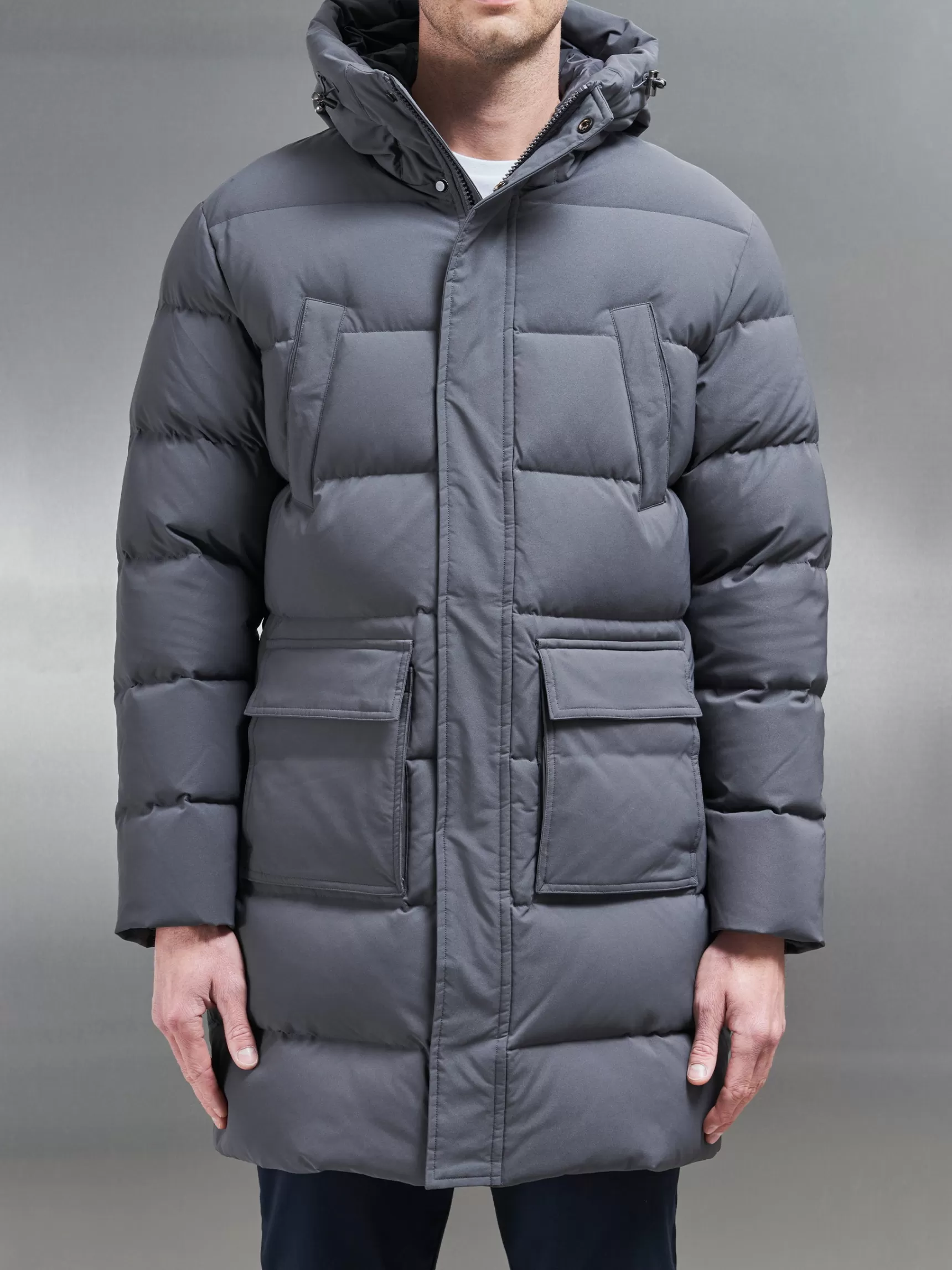 Shop ARNE Mid Length Parka - Grey