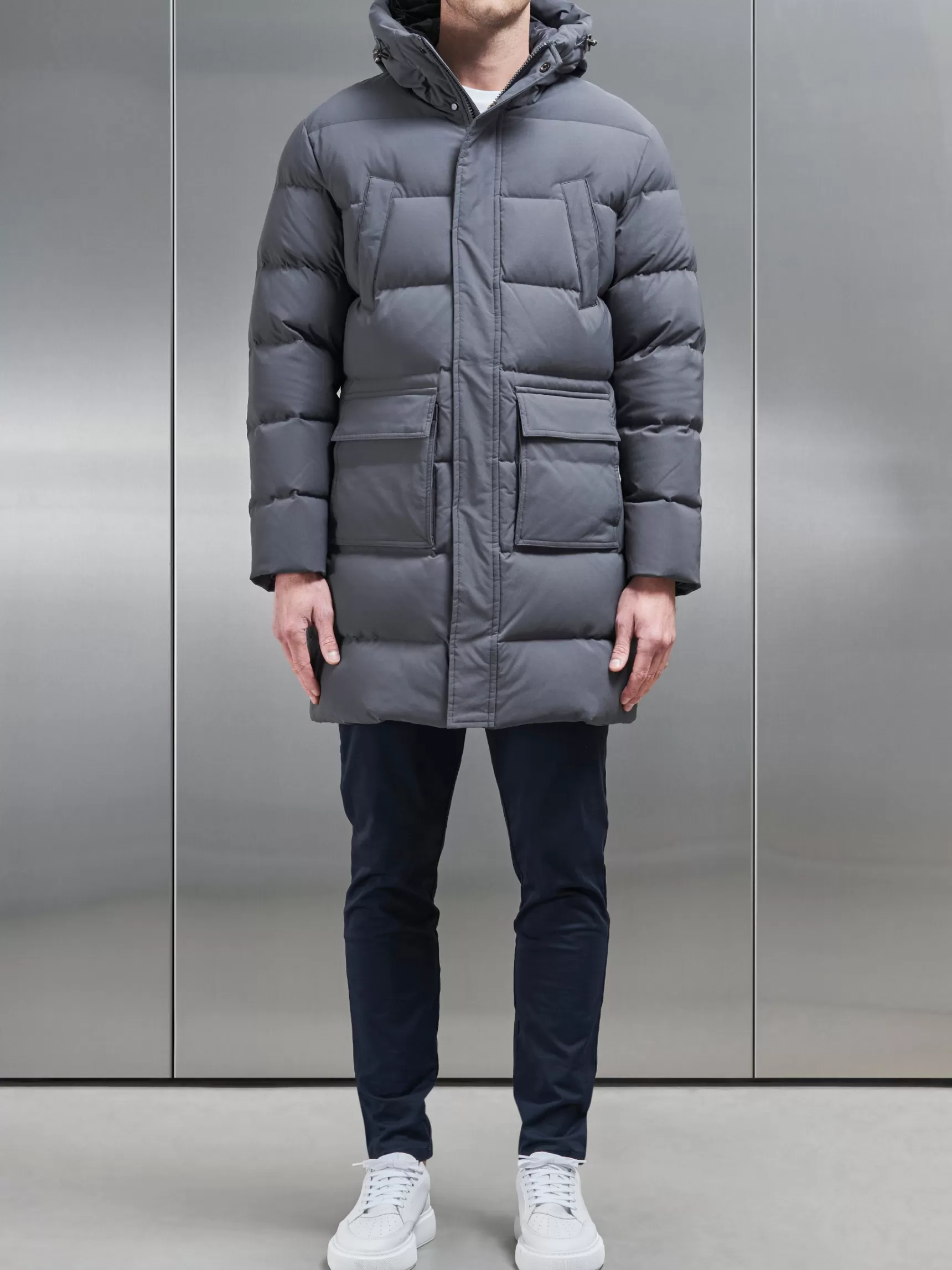 Shop ARNE Mid Length Parka - Grey