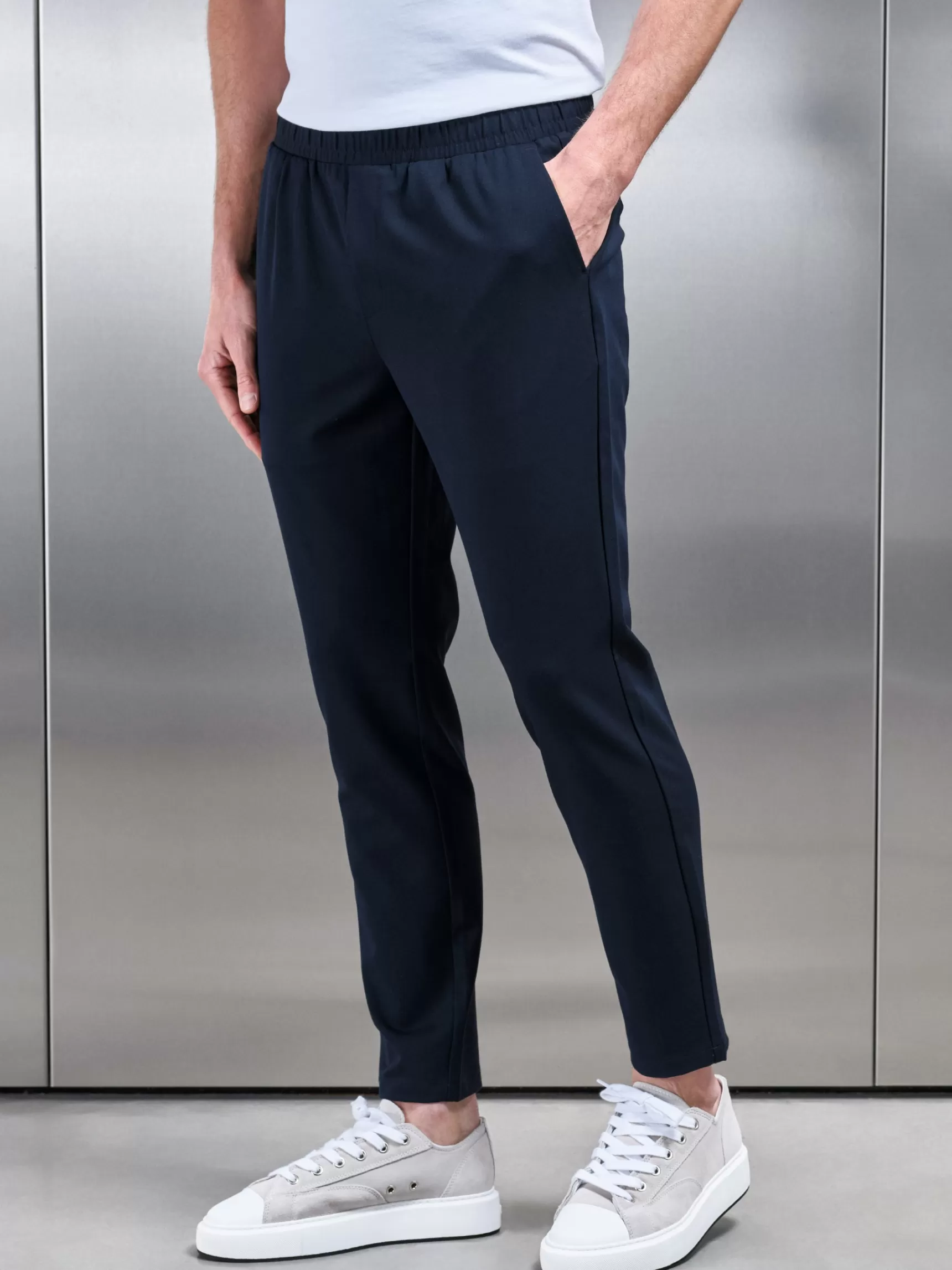 Sale ARNE Pleated Drawstring Tailored Trouser - Navy