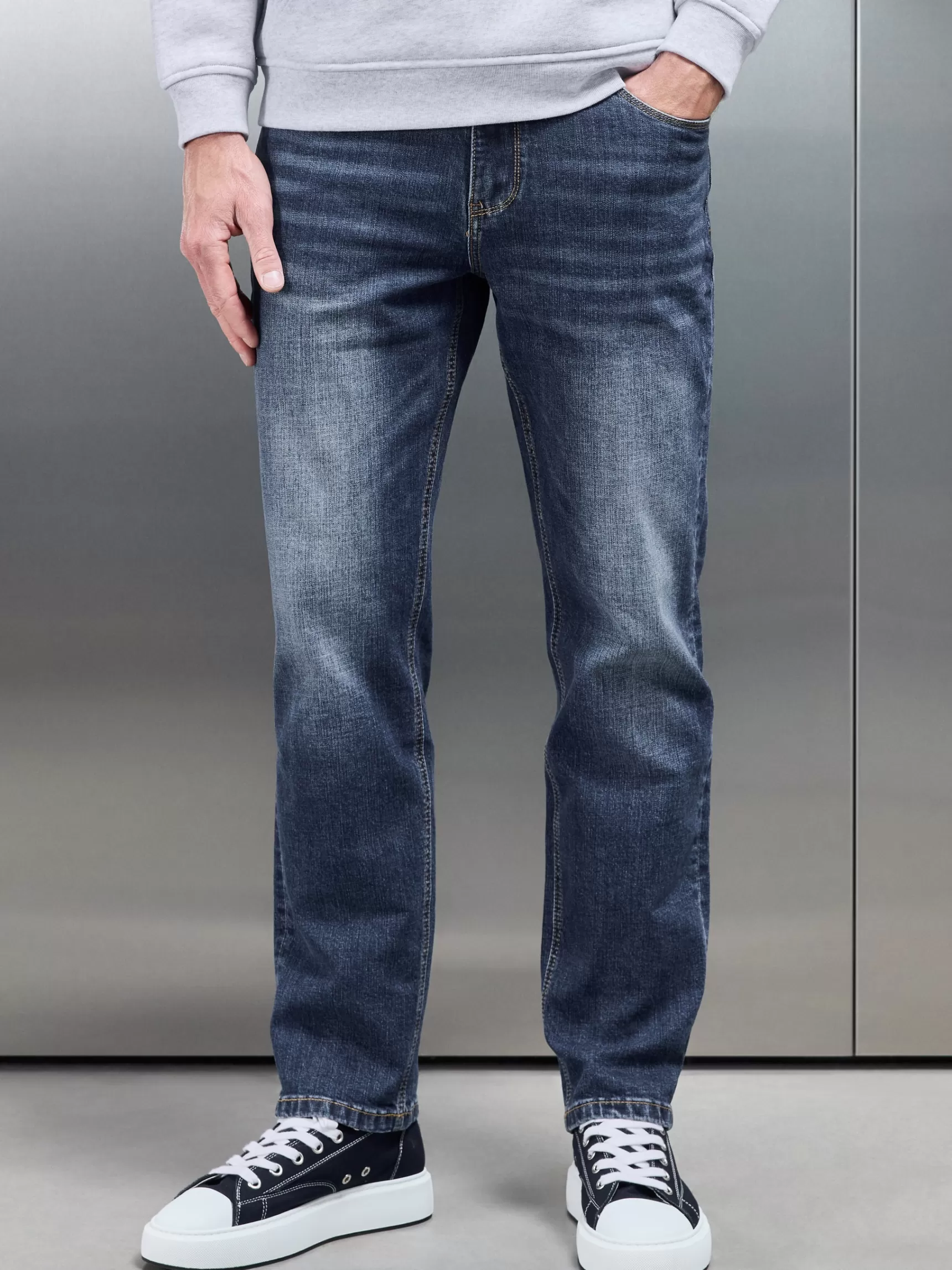 Outlet ARNE Relaxed Fit Denim Jeans - Mid Blue MidBlue