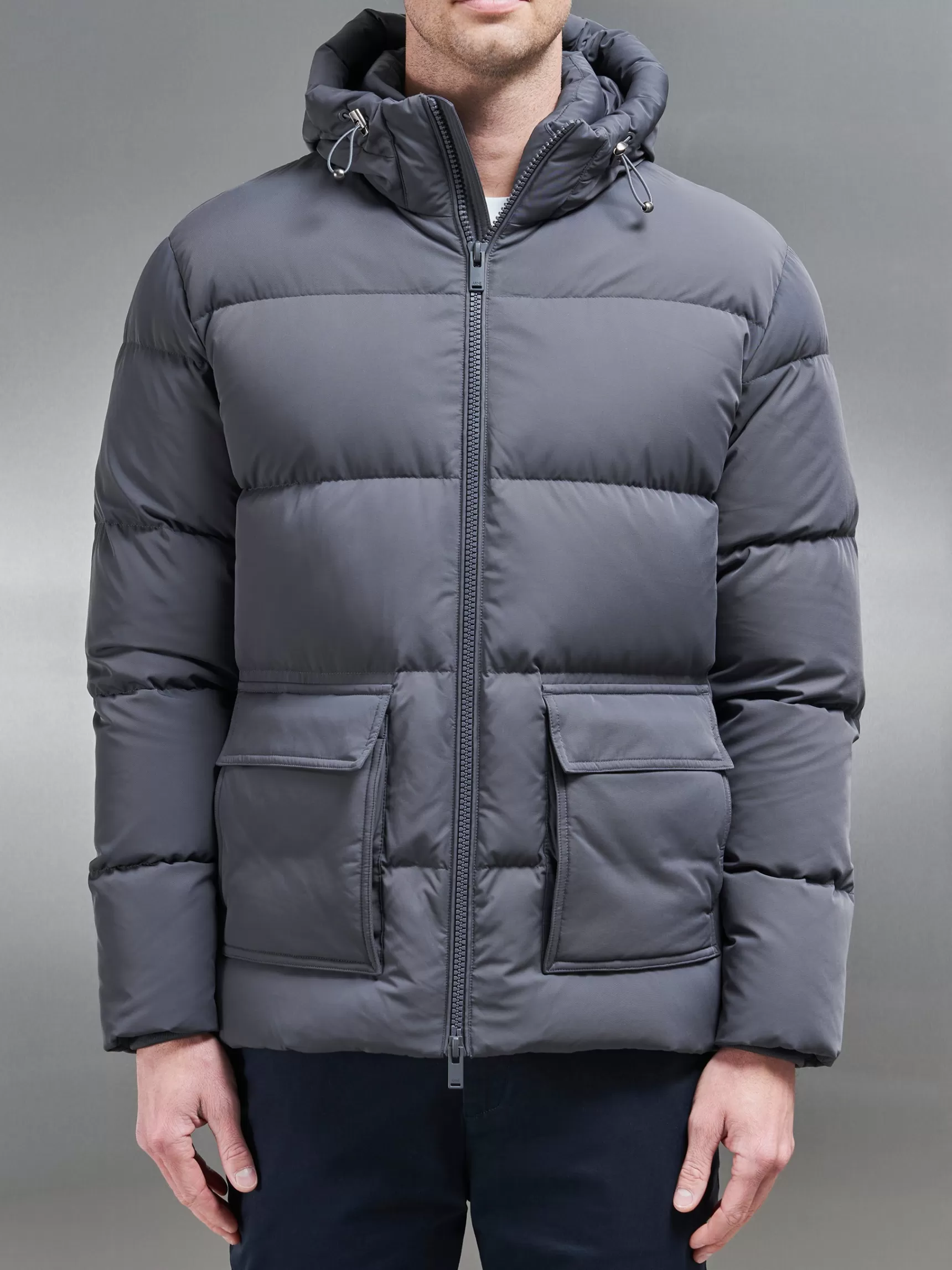 Hot ARNE Short Down Parka - Grey