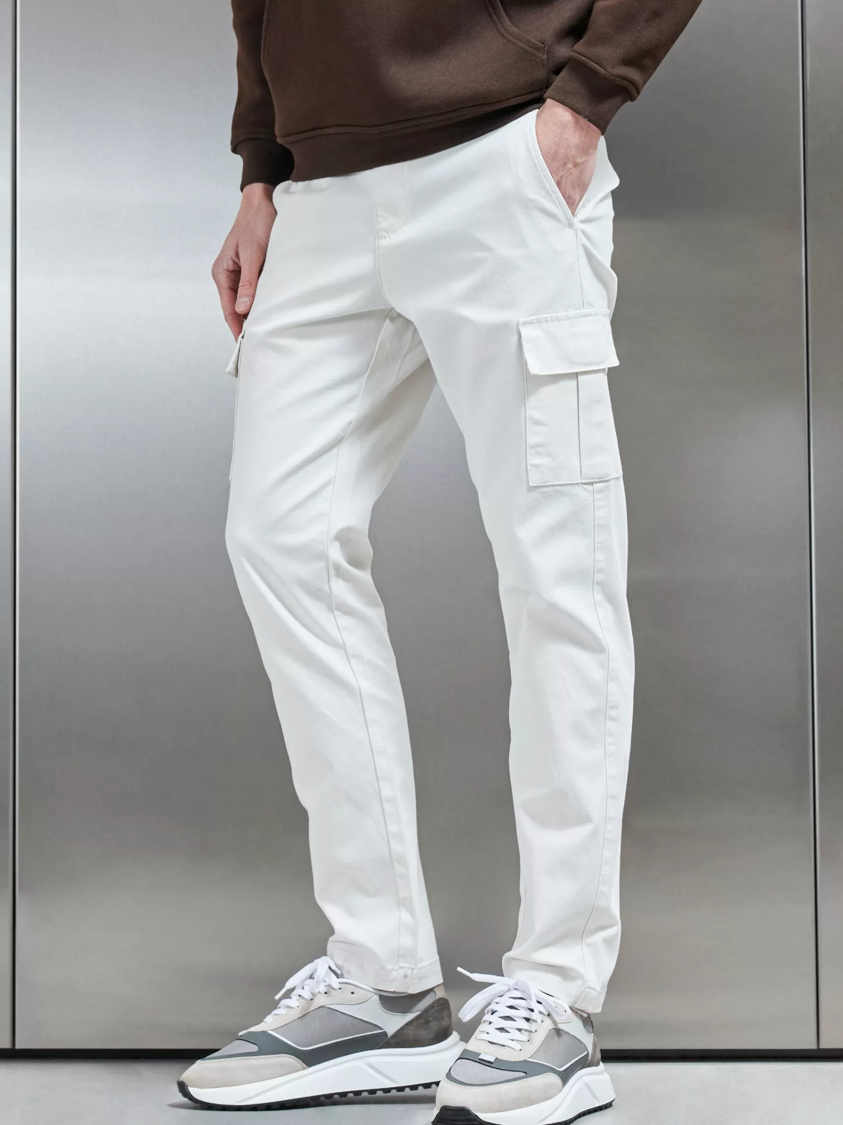 Shop ARNE Smart Relaxed Cotton Cargo Pant - Off White OffWhite