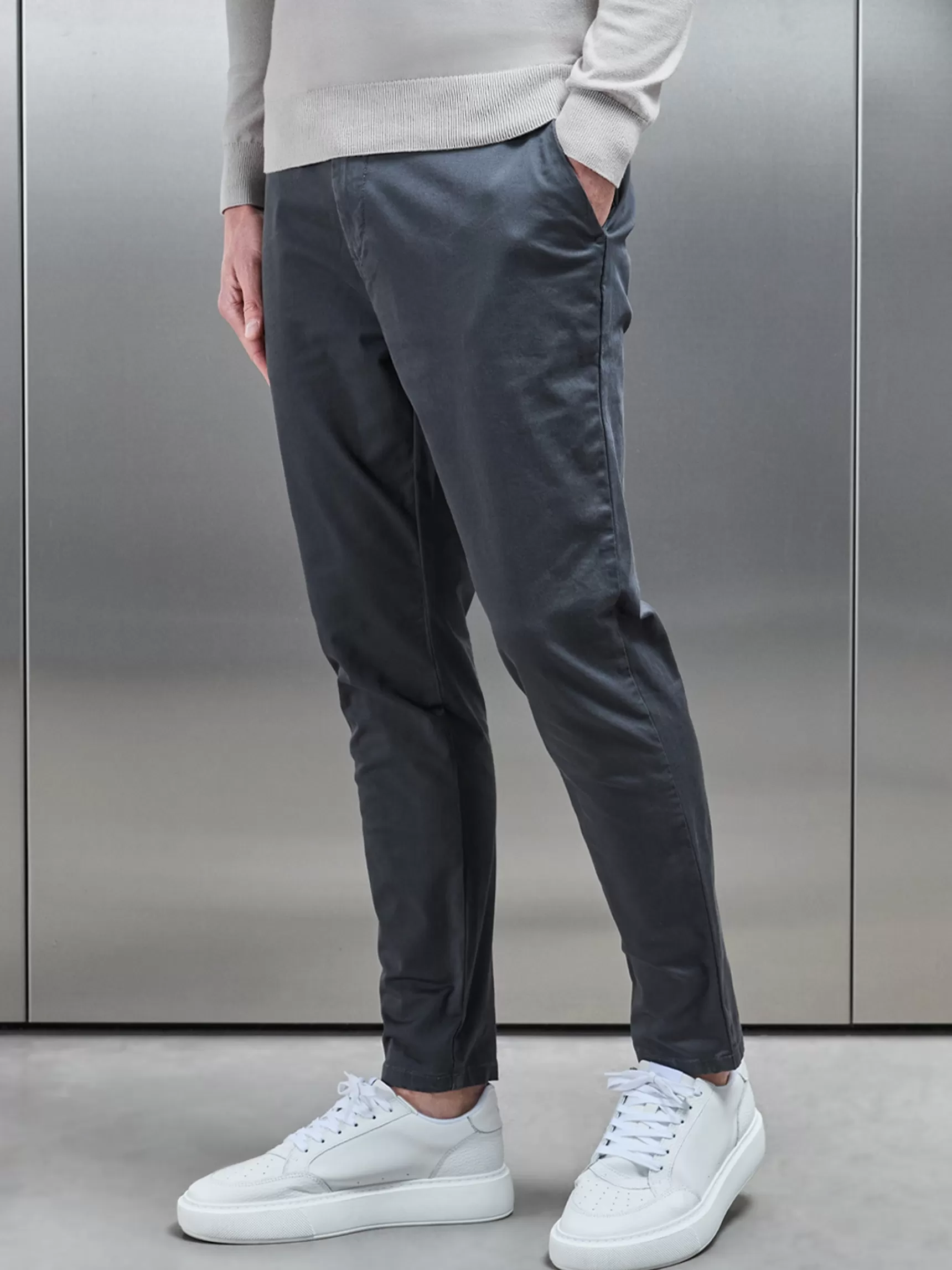 Shop ARNE Tailored Chino Trouser - Grey