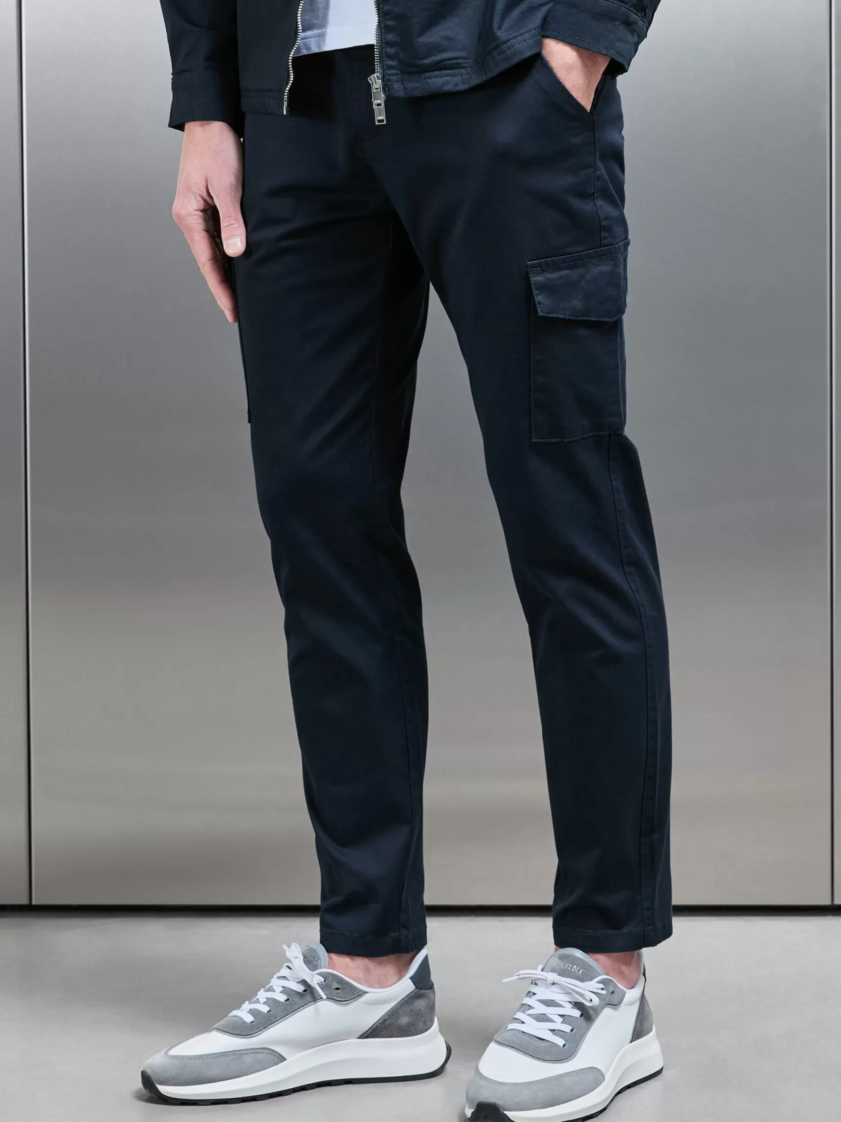 Sale ARNE Tailored Cotton Cargo Pant - Navy