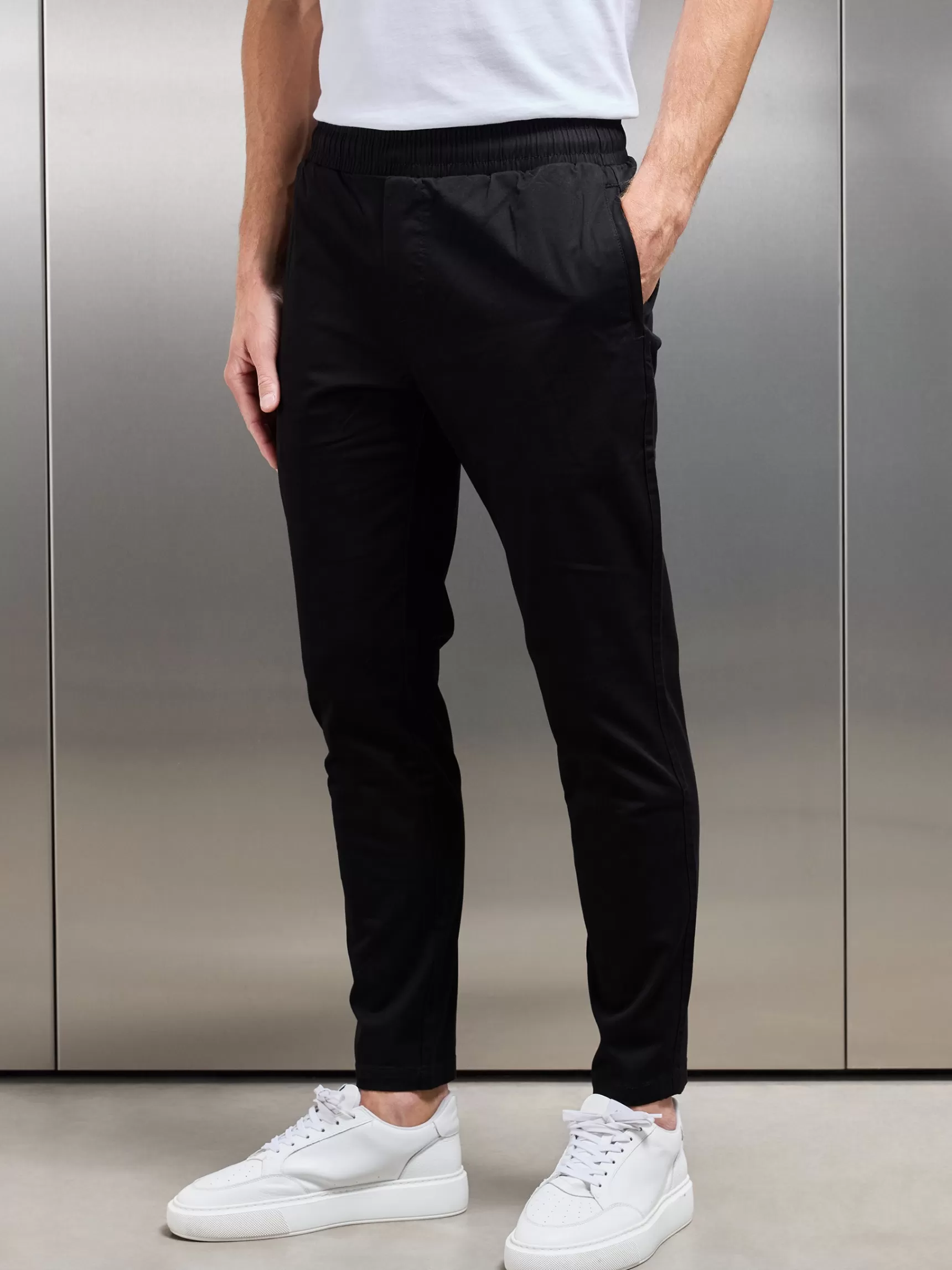 Discount ARNE Tailored Drawstring Chino Trouser - Black