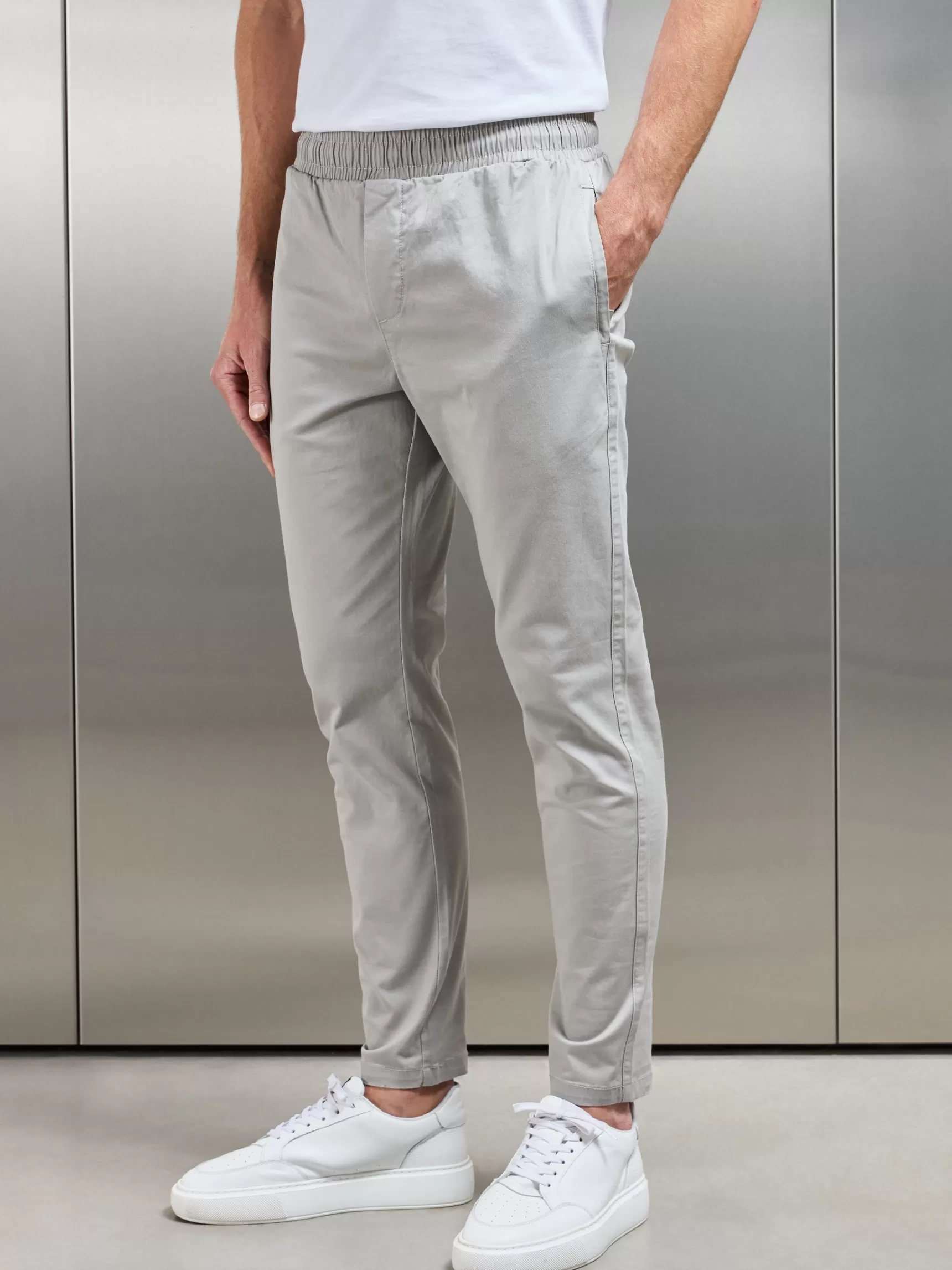 Shop ARNE Tailored Drawstring Chino Trouser - Stone