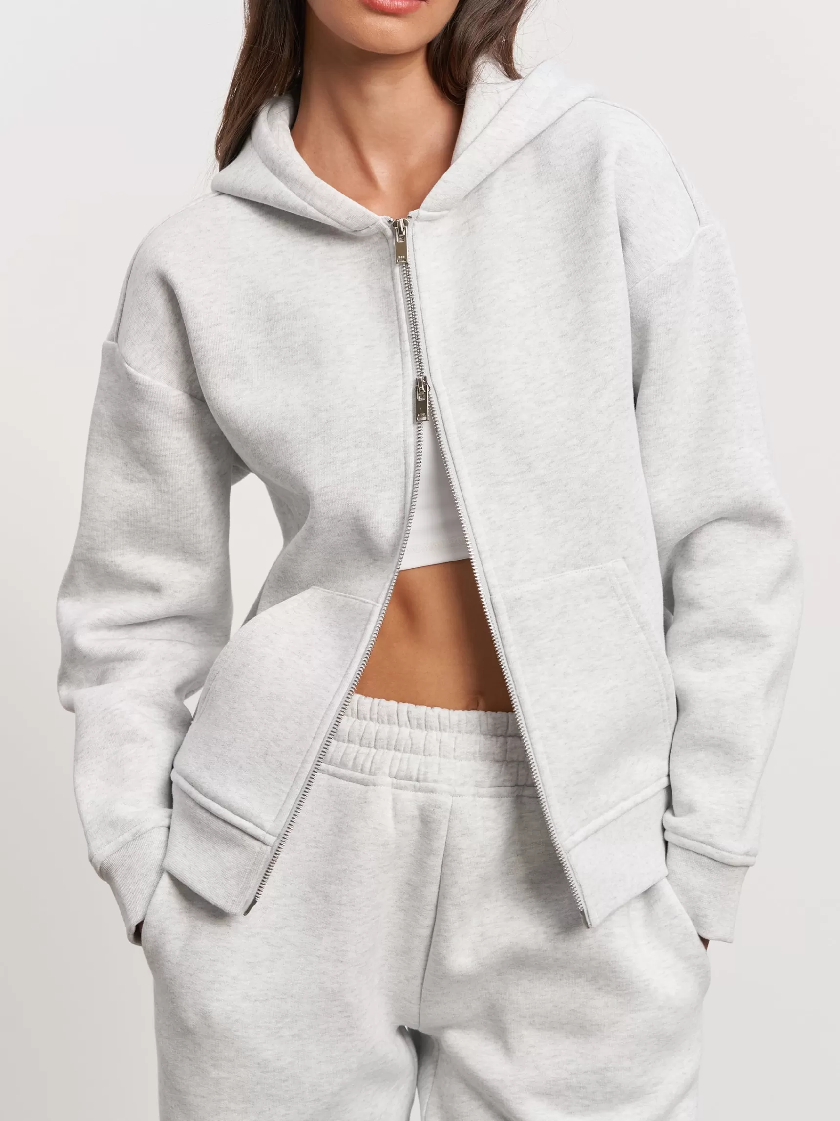 Hot ARNE Womens Relaxed Zip Hoodie - Marl Grey MarlGrey