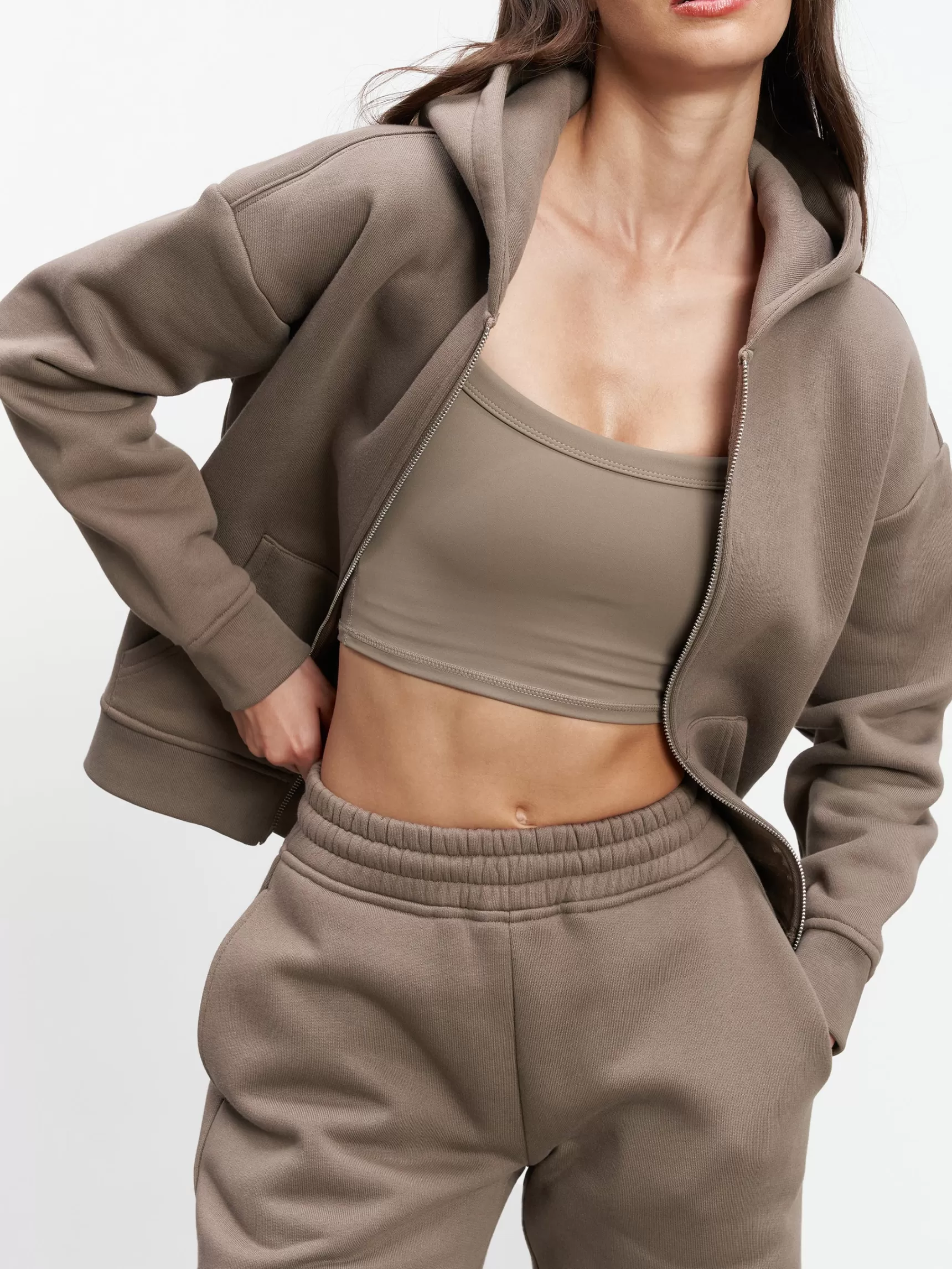 Best Sale ARNE Womens Relaxed Zip Hoodie - Taupe