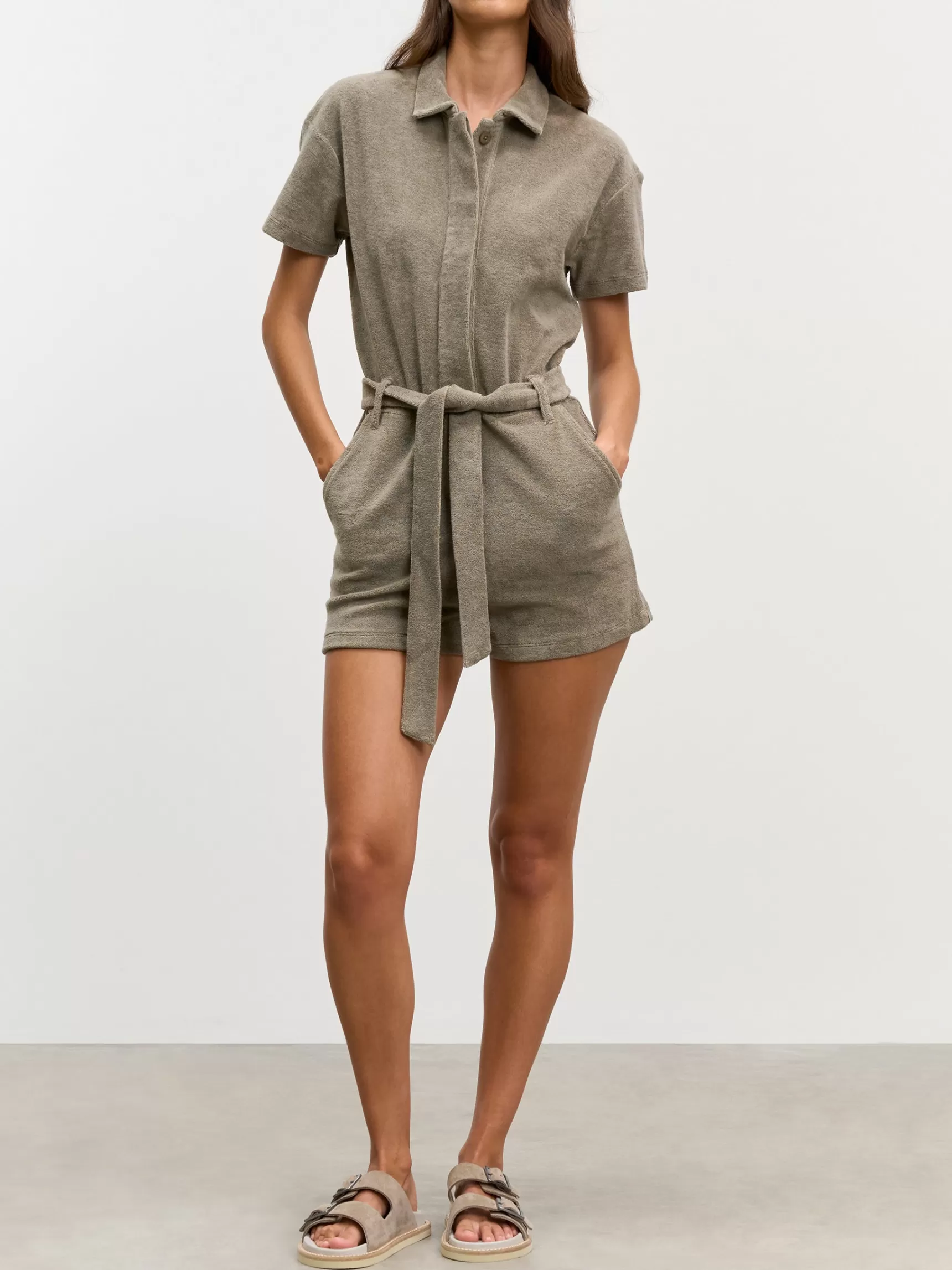 Outlet ARNE Womens Towelling Playsuit - Taupe