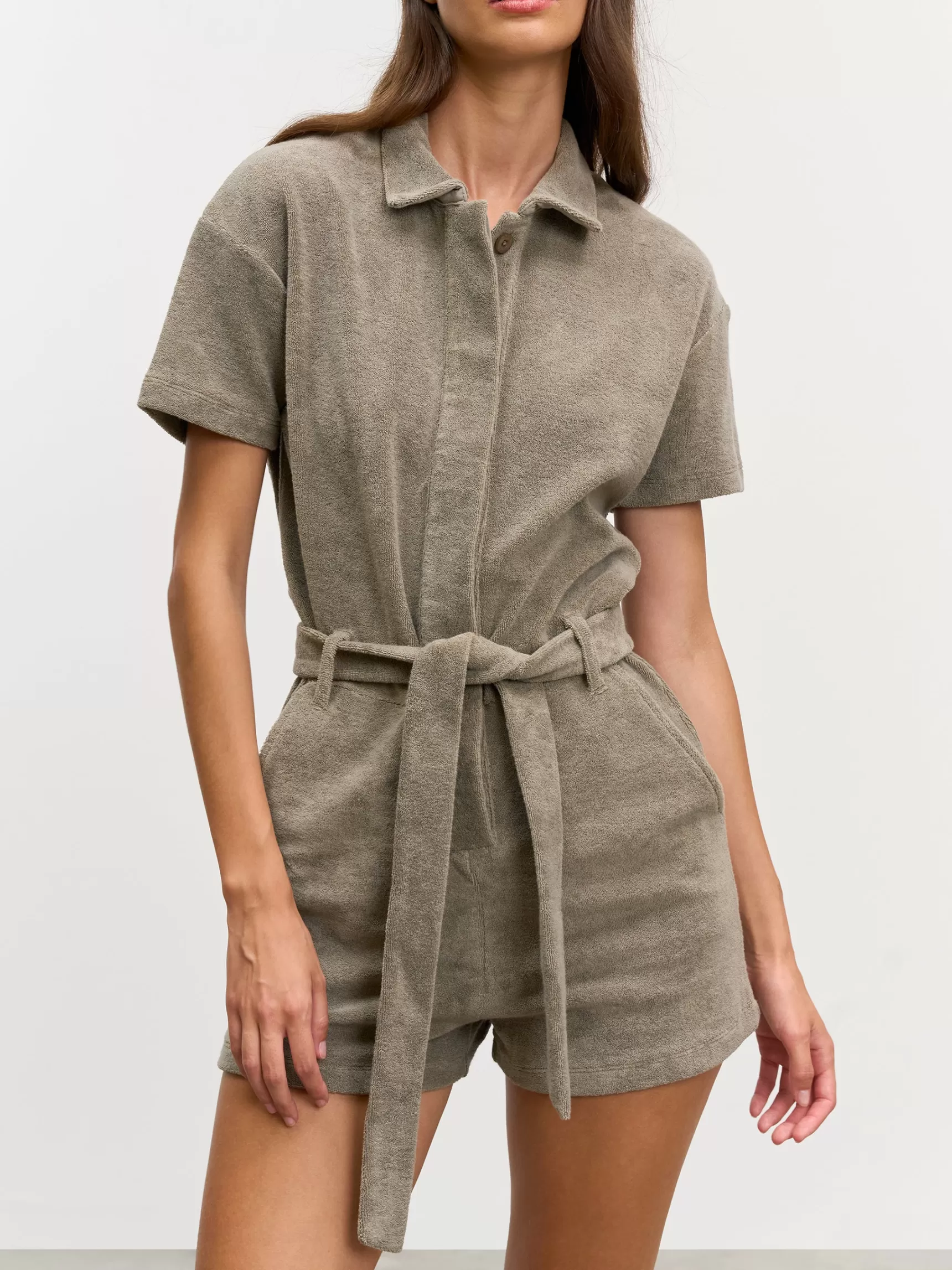 Outlet ARNE Womens Towelling Playsuit - Taupe