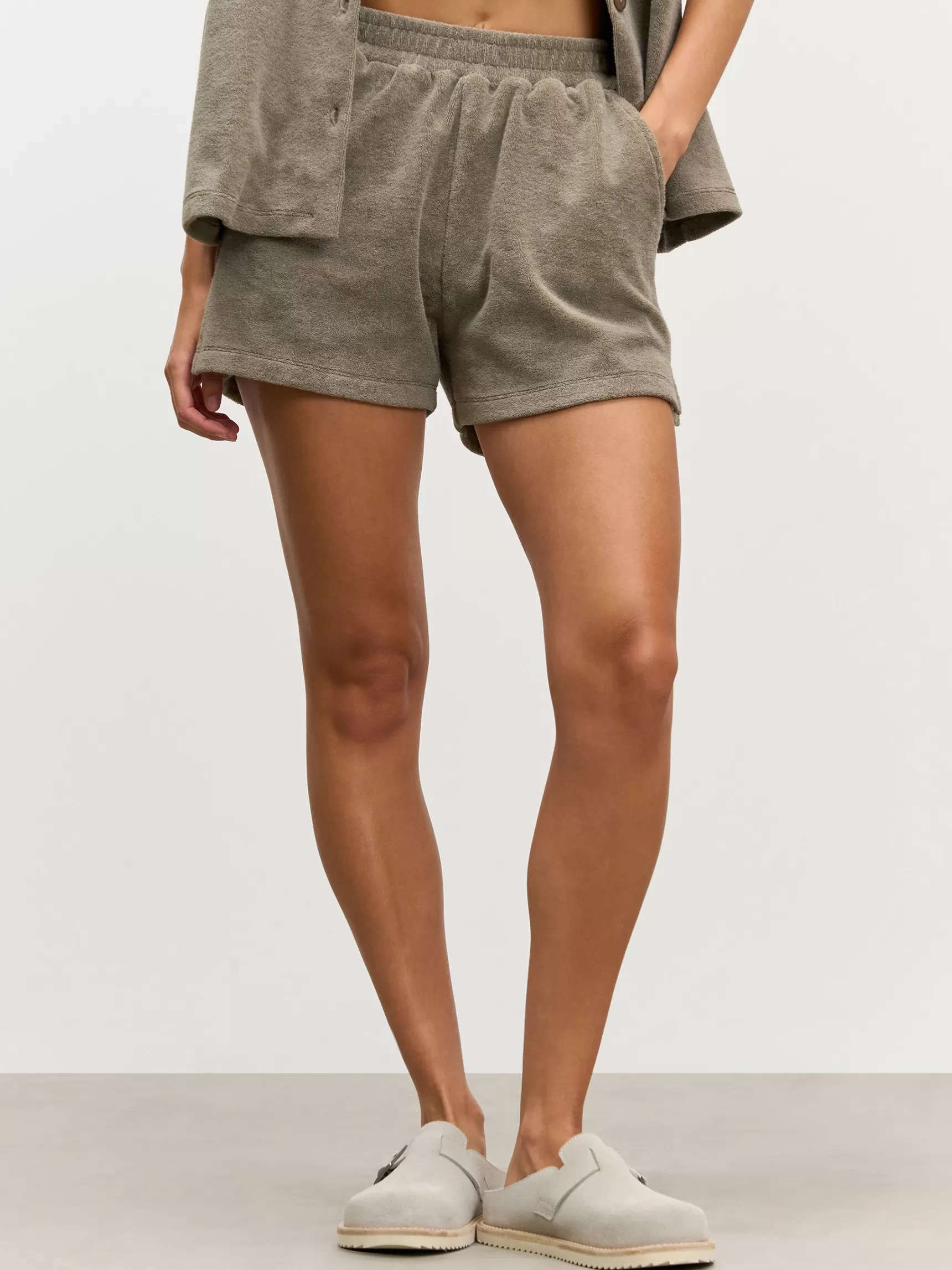 Cheap ARNE Womens Towelling Short - Taupe